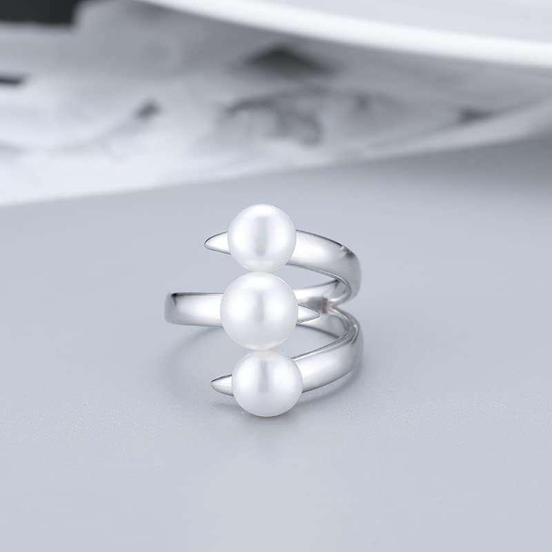 NONNYL Freshwater Cultured White Pearl Ring for Women, Christmas Gifts for Wife Mom, Anniversary Birthday Fine Jewelry Gifts for Her