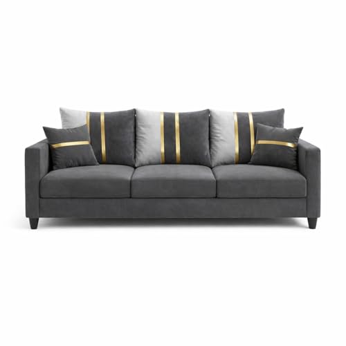 Image of Jester Plush Comfort Sofa | 3 Seater | Luxury Velvet Suede Fabric | Modern Living Room Sofa | Dark Gray