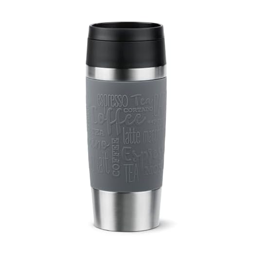 Emsa N20205 Travel Mug Classic Isolierbecher 0,36 Liter | neuer Komfort-Schraubverschluss | Edelstahl | 4h heiß und 8h kalt | 100% dicht | spülmaschinenfest | 360°-Trinköffnung | Dunkelgrau