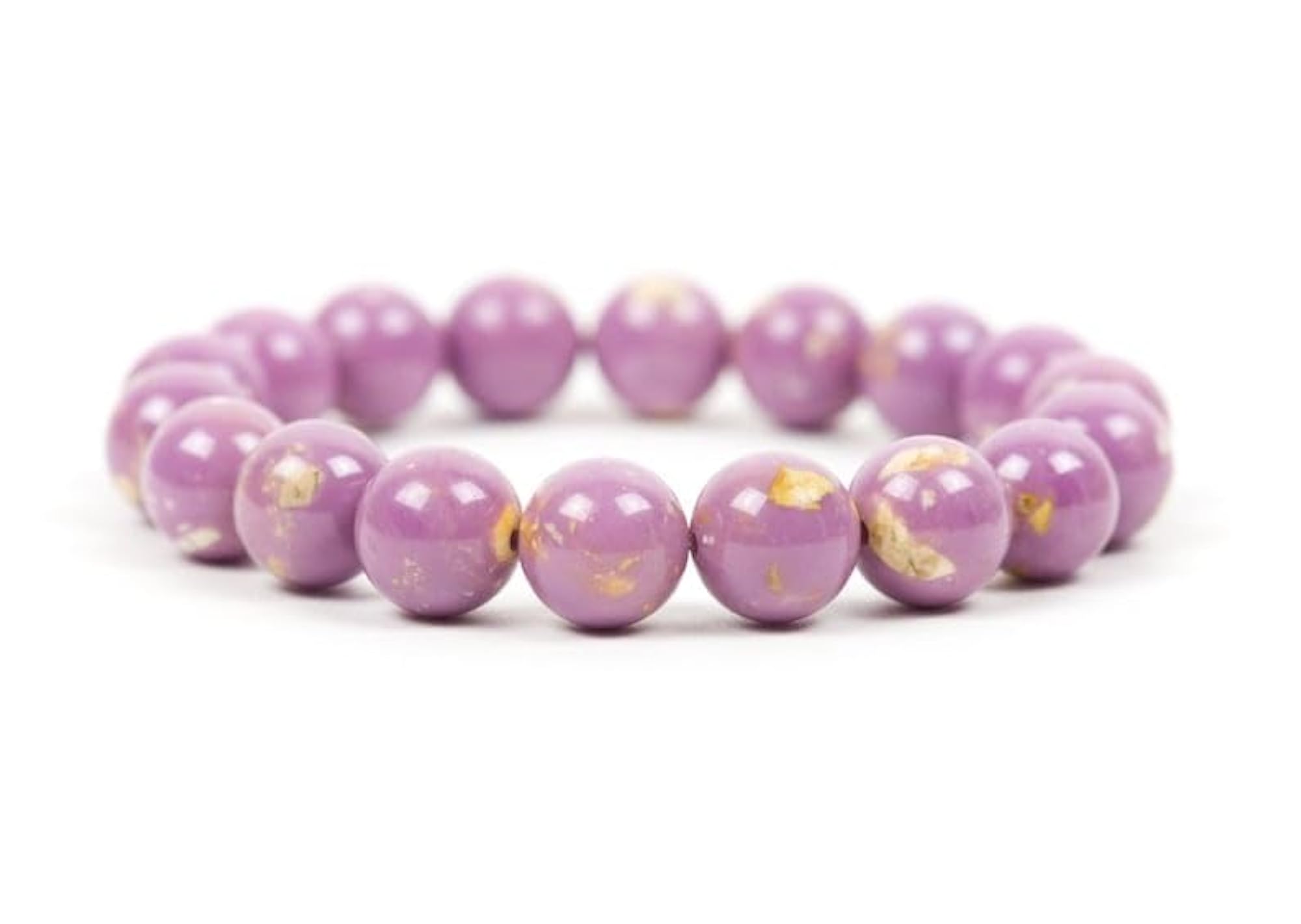 Natural Phosphosiderite 10mm Round Bead Stretchable Bracelet, Unisex Gift