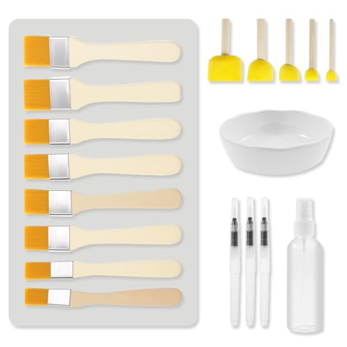 Lot de 19 pinceaux éponges, kit d'outils de découpage, tapis de table en silicone, pinceau éponge, pinceau à collage, stylo-plume, bol de colle et flacon pulvérisateur, pour bricolage