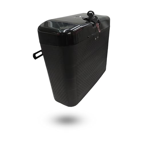 Image of RJVON - Bike Side Digi Luggage Box Super Black Size (L*34,H*30,W*11cm) for All Bikes Model Universal Fitment