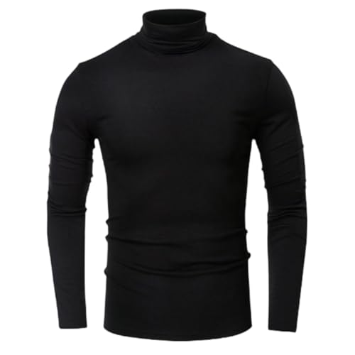Envmb Mens Mock Turtleneck Long Sleeve Shirts Cotton Thermal Slim Fit T-Shirt Basic Undershirt Pullover Tees Black