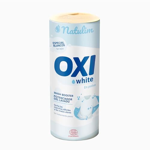 Natulim Oxi White - Polvo Blanqueador ECO - Potenciador de Lavado Efecto Blanqueante Sin Lejia - Quitamanchas dificiles Ropa Blanca - Respetuoso con el Medio Ambiente - Elimina malos olores 500gr