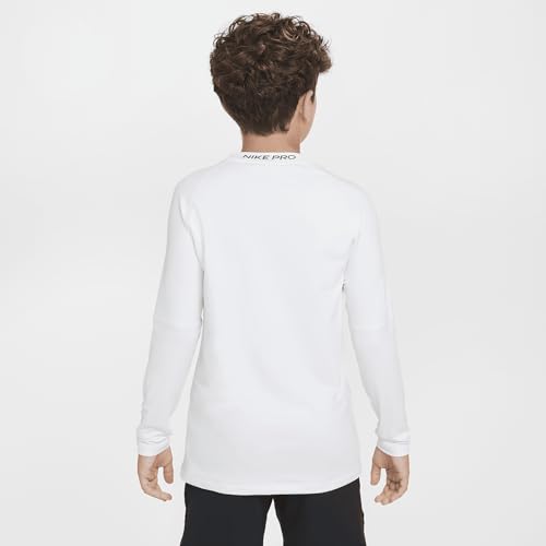 Nike Pro Warm Big Kids' (Boys') Dri-FIT Long-Sleeve Training Top (White/Black, HF4362-100)2