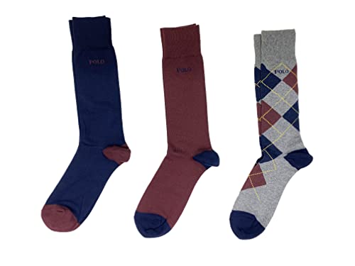Polo Ralph Lauren Men`s Dress Argyle Crew Socks 3 Pack (10-13, Bardo(ZP899846PKN)/O_G)