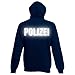 Produktbild Shirt-Panda Herren Polizei Hoodie · Druck Brust & Rücken Reflex · Polizist Kapuzenpullover · Kapuzenpulli für Polizeibeamte · Wachtmeister Kapuzensweater · Dunkelblau (Druck Reflex) L