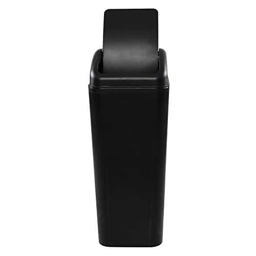 Rinboat Black 3.5 Gallon Swing Top Garbage Can, Plastic Swing Lid Trash Can #TOP6
