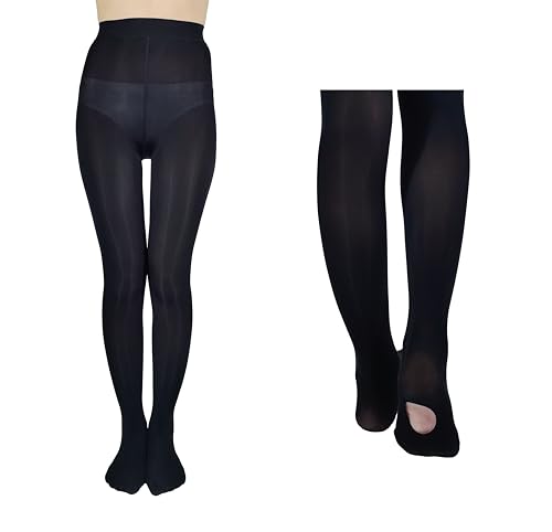 2 pairs of slightly transparent women's ballet dance tights, high waisted Open-sole pantyhose