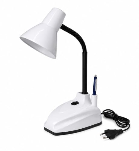 Image of LED White Study Table Lamp with Adjustable Flexible Neck | Metal Desk Lamp for Reading, Study, Work from Home & Office Use | Eye Comfort Lighting for Students