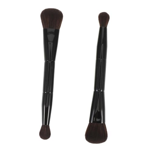 SAFIGLE 2個多機能ダブルエンドメイクブラシ 高精ハイライト コンターリング対応 フェイス用マスクブラシ兼用 軽量コンパクト携帯便利