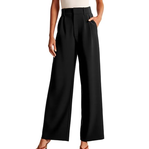 Pantalon taille haute avec poches Okdance coupe fluide élégante