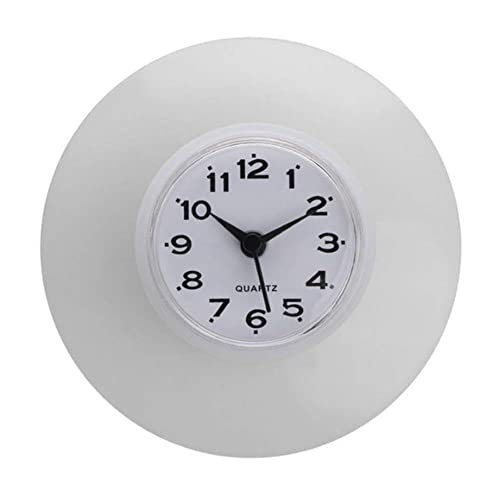 Réveil étanche cuisine salle de bain douche horloge murale ventouse réfrigérateur décoration – Blanc