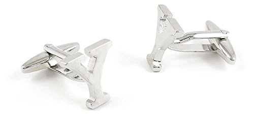 Juego de Mancuernillas Hombre Letra Y Plata Blanca miniatura 1