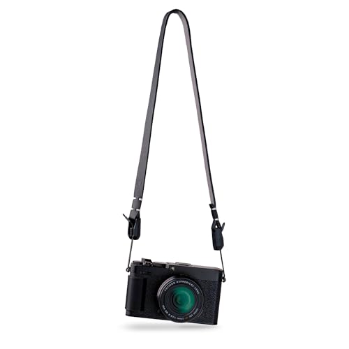 Evergreen Leather Camera Strap Maglink Quick Release 28 Inch Neck Shoulder Slim Vintage Modern Design Hand Stitched Compatible with Fuji Sony Nikon Leica Canon (Black)