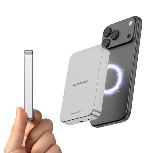Image of Nu Republic Powerpop X3 10000mAh Power Bank, Magnetic Fast Charging Wireless Powerbank with 22.5W Wired Type-C PD Output, 15W Wireless Output (Silver)