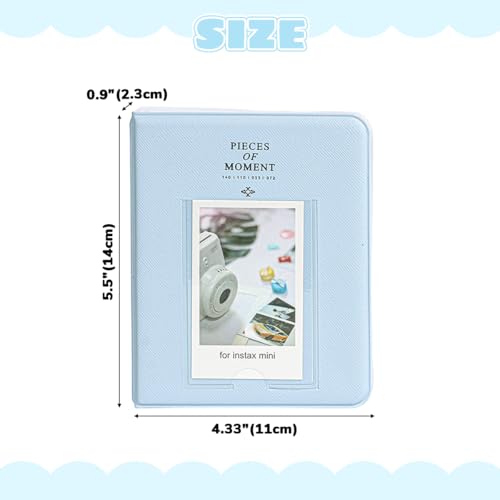 Image of ZIBUYU Photo Album for Instant Mini 12 11 9, PU Leather Cover, 64 Photo Capacity for Instant Camera Film, Home Travel Display, Blue