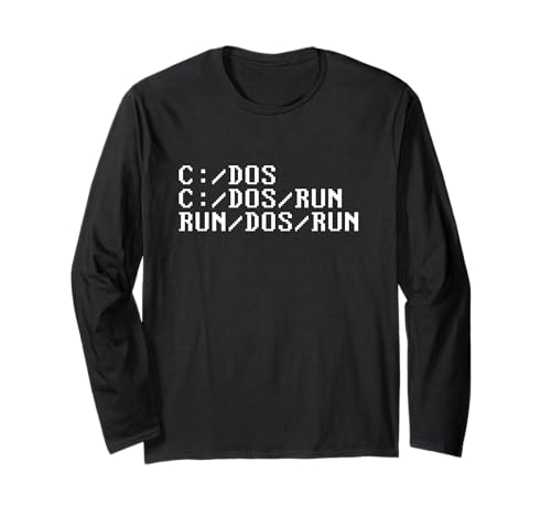 C DOS RUN Script Funny Classic Computer Code Gamer Dev Tech Long Sleeve T-Shirt