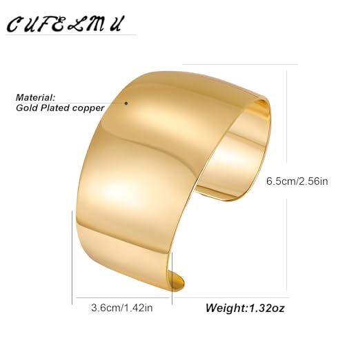 Gold Hammered Open Wide Cuff Bangle Bracelet for Women Smooth Polished Chunky Hollow Wide Cuff Bracelets Jewelry3