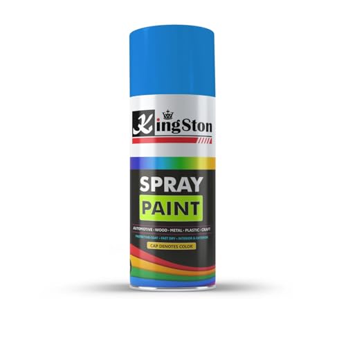 Image of Kingston Acrylic Spray Paint for Metal, Wood, Wall & Plastic, Multi-Surface DIY Paint, Quick Dry, Neon Blue Finish, 400ml Can, 1 Pc