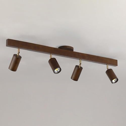 Adjustable LED Spotlights with Wooden Base - Modern Ceiling Light Fixture for Hallway, Kitchen, Gallery Art Display & Track Style Directional Accent Lighting