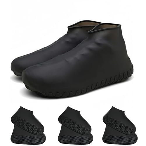 4 Piezas Cubre Zapatos, Reutilizable Cubrezapatos Impermeable, Protector Calzado lluvia, Silicona Cubre Zapatos Impermeable Adecuado para Días lluviosos, Días de Nieve y Calles Embarradas (Negro)