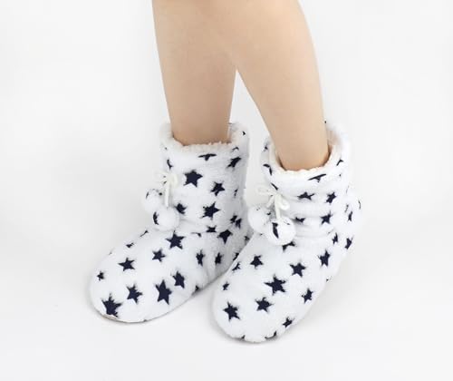 Image of Keyela Womens Slipper Socks With Soles, Fluffy Cozy Soft Non-Skid Bottom Slippers Booties For Ladies, Fuzzy Winter House Slippers