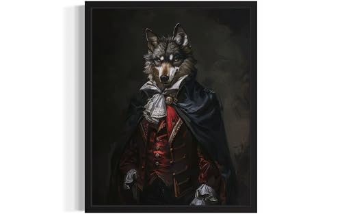 Wolf Vampire Wall Art Poster Print, Animal Haunted Portraits Scary Spooky Halloween Wall Art Painting Decor Gallery 33 (Wolf, 10" L x 8" W, Unframed)