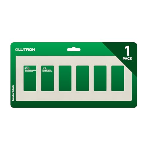 Lutron Claro 6 Gang Decorator/Rocker Wallplate, Gloss | CW-6-LA | Light Almond