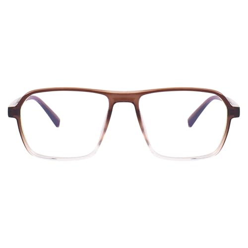 Image of Peter Jones Brown Square Unisex Medium Sleek Optical Frame with Anti Glare Lenses (AG216BR)