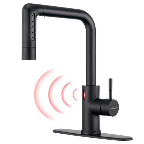 Charmingwater Touchless Kitchen Faucet with 5 Modes Pull Down Sprayer, Single Handle Stainless Steel Motion Sensor Faucet for Kitchen Sink, Matte Black