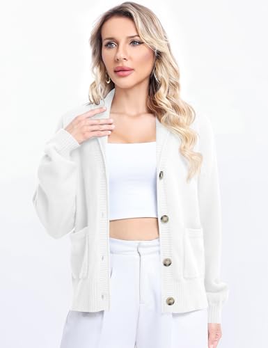 LUYAA Women's Cardigan Sweaters 2024 Oversized Open Front Button V Neck Lightweight Cardigans Outerwear4