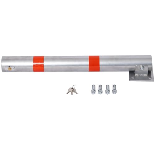Safety Steel Bollard Post - Foldable Parking Bollard Pole Barrier with Lock & 4 Free Ancher Bolts | Street Pipe Safety Parking Barrier Post for Traffic-Sensitive Area Garage Parking Lot (Gray)