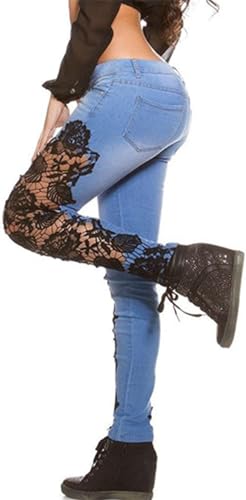 Women's Sexy Hollow Out High Waist Jeans Lace Skinny Floral Appliques Pencil Jeans Stretch Slim Hole Fitness Denim4