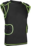 Exxact Sports Defender Youth Padded Football Shirt - Football Rib Protector with Shoulder & Spine Pads, 5-Pad Football Compression Shirt (Black, Youth X-Large)