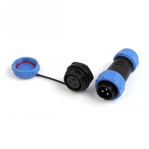 Conector impermeable SP21 IP68 con tuerca trasera de 3 pines para cables eléctricos en paneles 5
