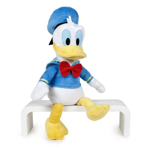 Disney Mickey Mouse-760014113 by Play Peluche Donald Officielle Soft 40 cm, Couleur Bleu/Jaune/Blanc, 30 cm Assise et 40 cm de Pied (8425611341137)