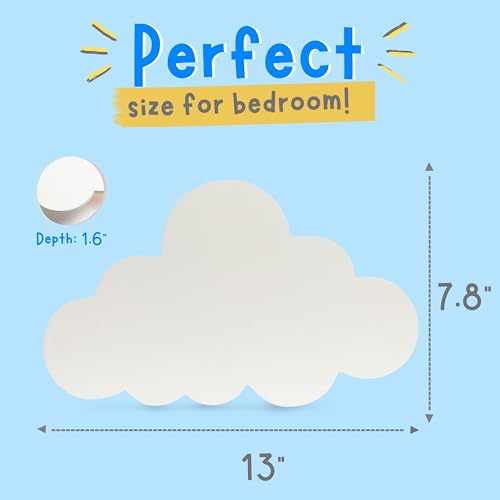KALEOLI Nursery Cloud Light (Pack of 1) - Rechargeable & Dimmable LED Night Light with Timer & Touch Control - 68 Star Wall Stickers - Chain Free Design for Baby Nursery - Must Have Nursery Decor