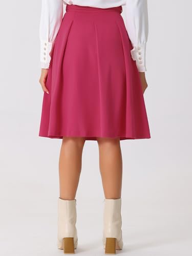 Image of Allegra K Women's Office Work Skirts Belted Waist Midi A-Line Pleated Skirt