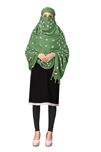 Image of Women Cotton Hand Printed Bandhani Design Dupatta | Ethnic Tie Die Print Dupatta (LENGTH 2.10M)