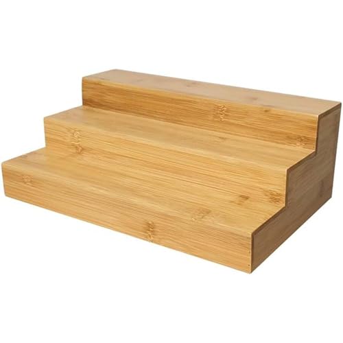 Image of VASIL MART Wood 3 Tiered Floating Shelves Countertop Spice Rack, 3 Tier Spice Organizer For Cabinet Or Kitchen, Stand For Cabinet /Cupboard (Minimalist)