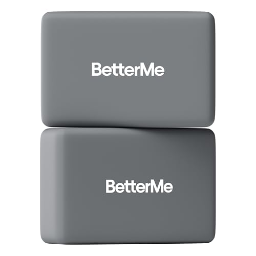 BetterMe Yoga Blocks Set of 2 – High Density Foam Yoga Blocks for Stretching, Pilates & Workouts – Lightweight Non-Slip Exercise Blocks for Flexibility & Balance (Stone Gray)