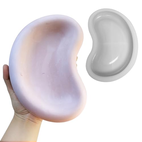 Wehous Tray Resin Concrete Molds, Bean Shape Tray Silicone Molds for Epoxy Resin, Cute Jewelry Holder Container Plates Storage Mold Candle Holder Vanity Dish Home Ornament Casting Mold