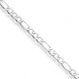 Dubai Collections figaro chain 5mm 14k White Gold Necklace Women Men Jewelry Strong Solid Clasp Gift with Lobster plated Clasp 18inch -28inch (24.1, Inches)