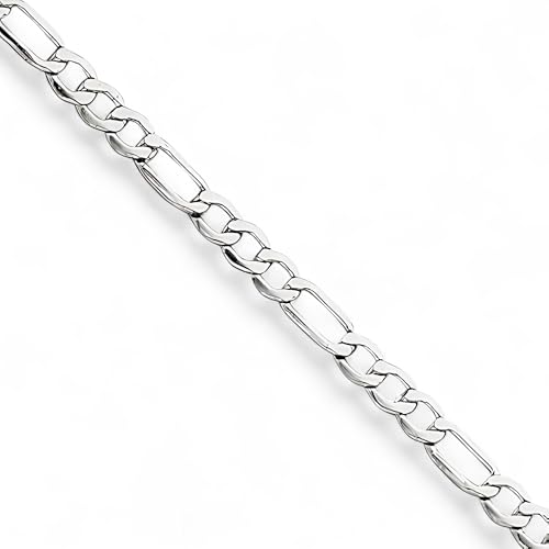 Dubai Collections figaro chain 5mm 14k White Gold Necklace Women Men Jewelry Strong Solid Clasp Gift with Lobster plated Clasp 18inch -28inch (20.1 Inches)