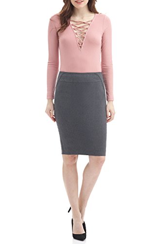 Rekucci Women's Ease - Jupe Crayon mi-Longue pour Femmes Comfort Fit Perfect Cover