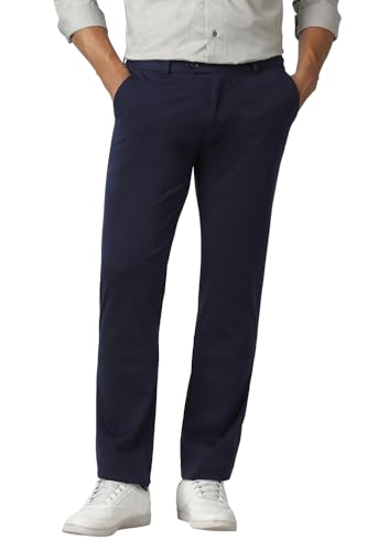 Image of Peter England Men's Slim Fit Mid Rise Formal Stretchable Knit Super Trouser | Comfort Lycra | 360-Degree Stretch