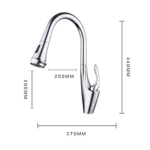 Rubinetto per lavello da Cucina per Bar Agriturismo Commerciale, Rubinetti per lavello da Cucina Estraibili, Maniglia Singola cromata, Rubinetto da Cucina, Miscelatore Acqua Girevole a 360°,