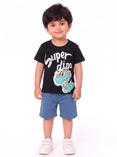 Image of Krishn Creations Kids Clothes for Boys | Cotton Printed Half Sleeve T-shirt and Shorts Baby Boy Dress | Casual Wear Kids Clothes