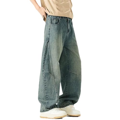 Men's Casual Denim Trousers Y2k Streetwear Unisex Straight Wide Leg Jeans Pants High Street